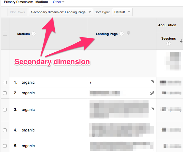 Añadir dimensión secundaria en tabla de datos en google analytics