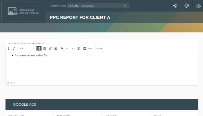 Informe de cliente PPC A