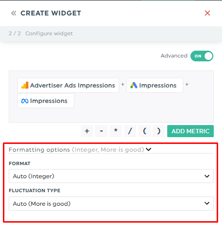 Opciones de formato de los widgets calculados en dashboard de DashThis