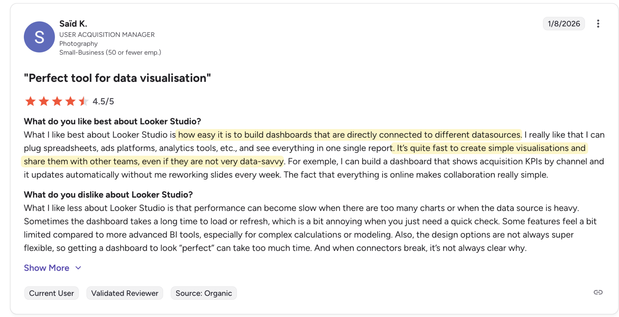 Reseña de Looker Studio G2