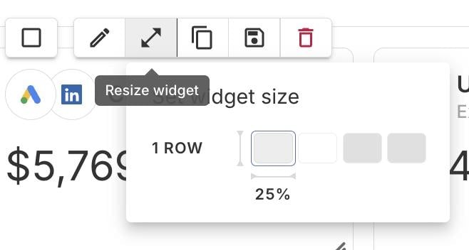cambiar el tamaño de los widgets de Swydo