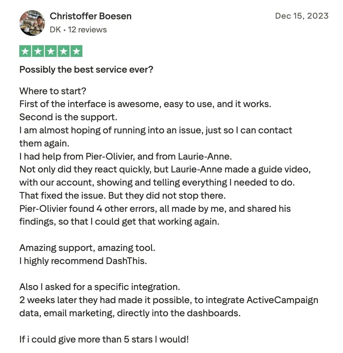 Atención al cliente de dashthis