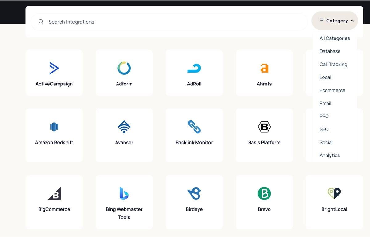 integraciones de análisis de agencias