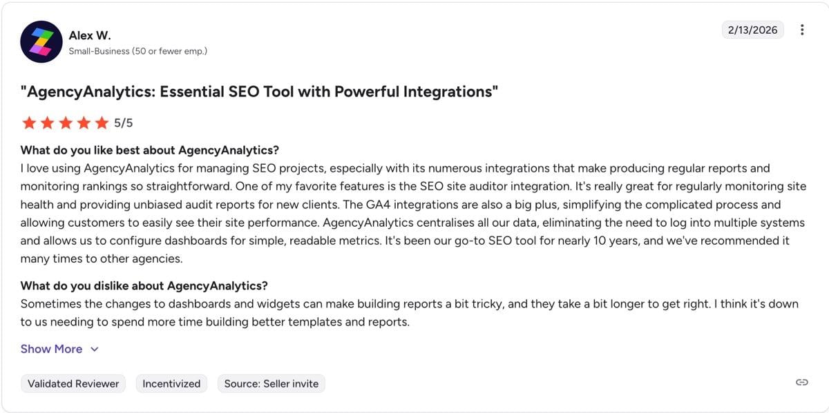 Opiniones sobre Agency Analytics en G2