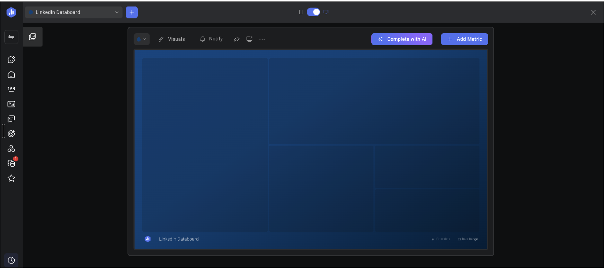 cuadro de datos en blanco dashboard