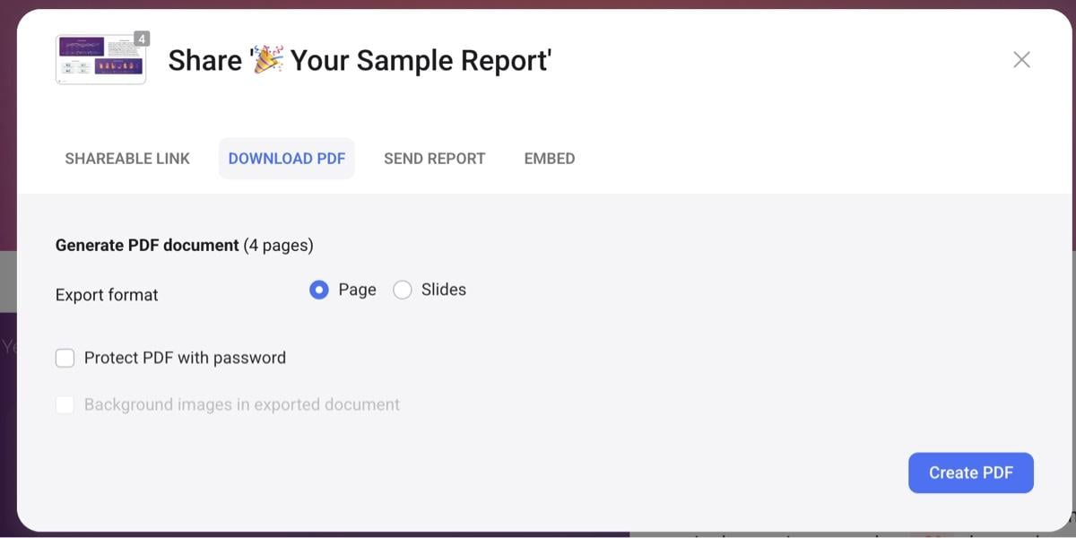 Compartir informes de Databox